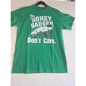 Honey Badger Don't Care Graphic T-Shirt Green Funny Meme Tee Men's Large